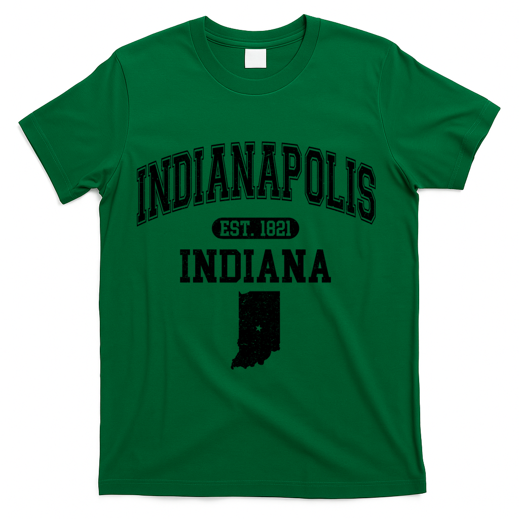 Indianapolis Indiana Est 1821 Varsity T-Shirt - Green