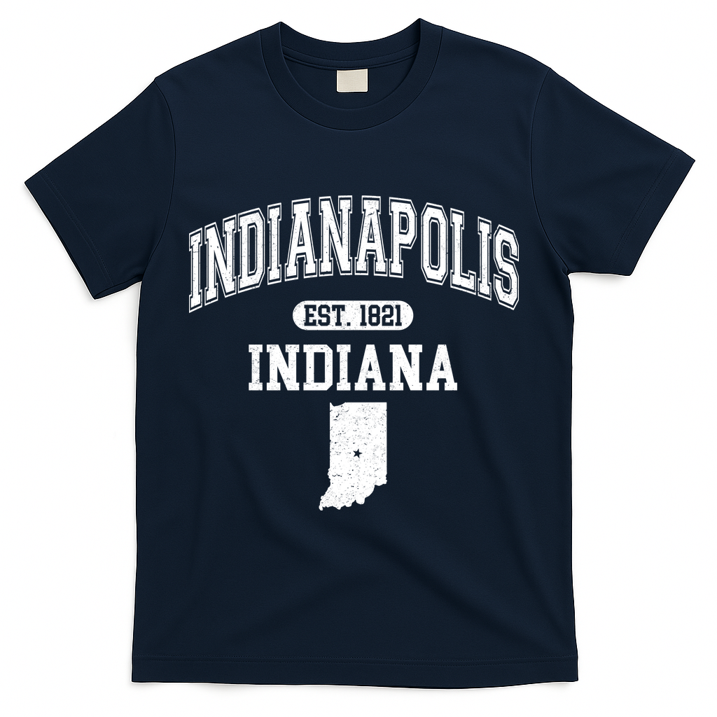 Indianapolis Indiana Est 1821 Varsity T-Shirt - Navy