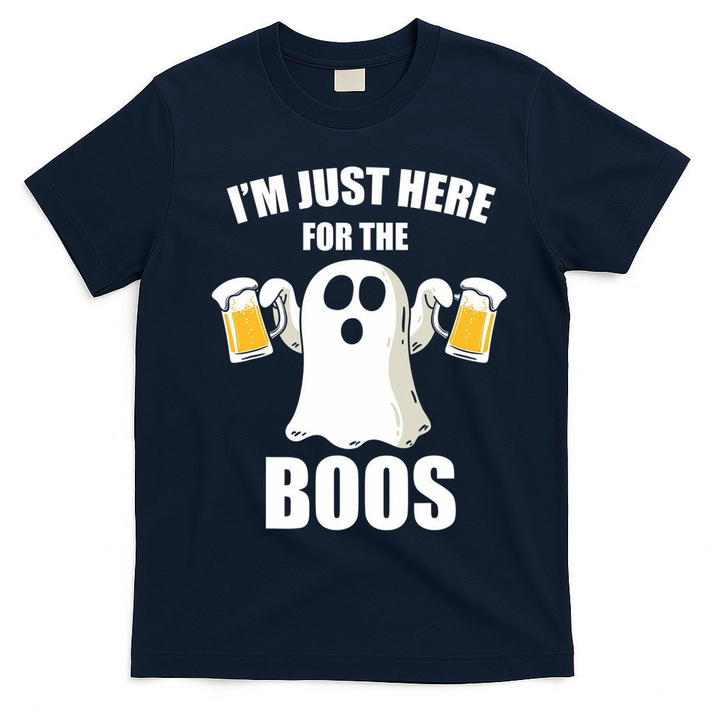 IM Just Here For The Boos Funny Halloween Cute Ghost Gift T-Shirt - Navy Blue