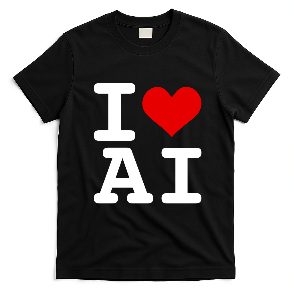 I Love AI I Heart Artificial Intelligence T-Shirt - Black