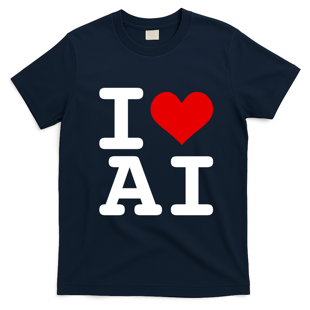I Love AI I Heart Artificial Intelligence T-Shirt - Navy Blue