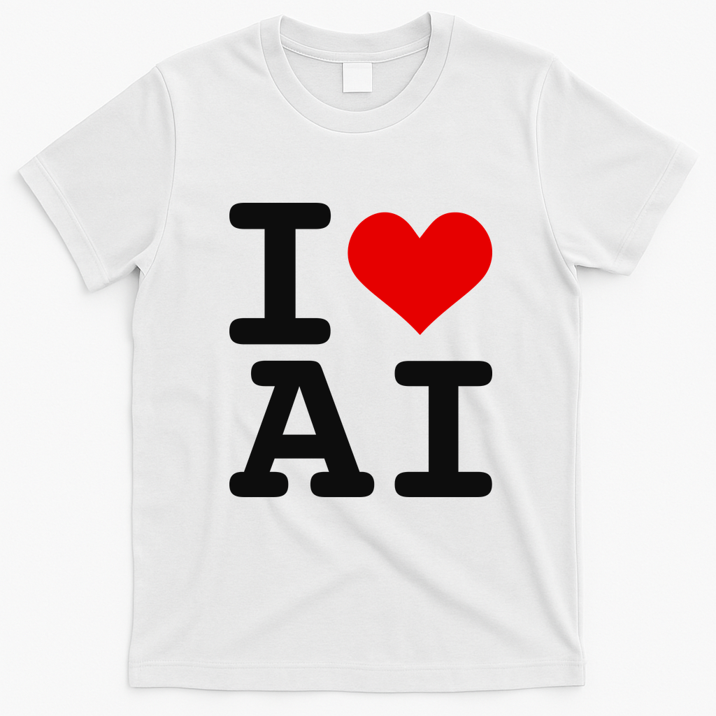 I Love AI I Heart Artificial Intelligence T-Shirt - White