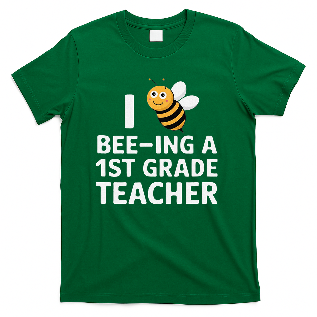I Love Bee-Ing A 1st Grade Teacher Honey Bee Job Profession T-Shirt - Green