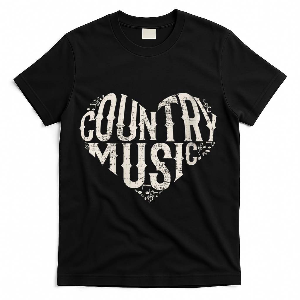 I Love Country Design Country Music Lover Gift Idea T-Shirt - Black