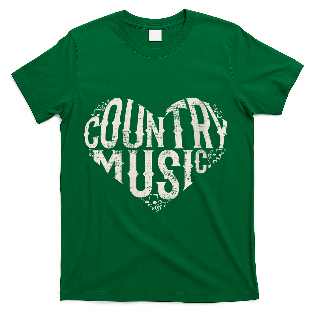 I Love Country Design Country Music Lover Gift Idea T-Shirt - Green