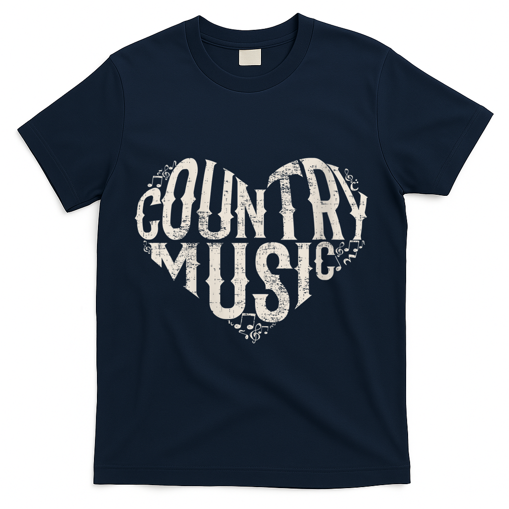 I Love Country Design Country Music Lover Gift Idea T-Shirt - Navy