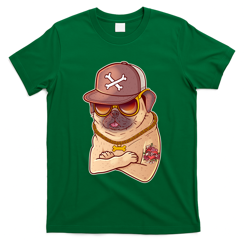 I Love Mom Tattoo Pug Dog T-Shirt