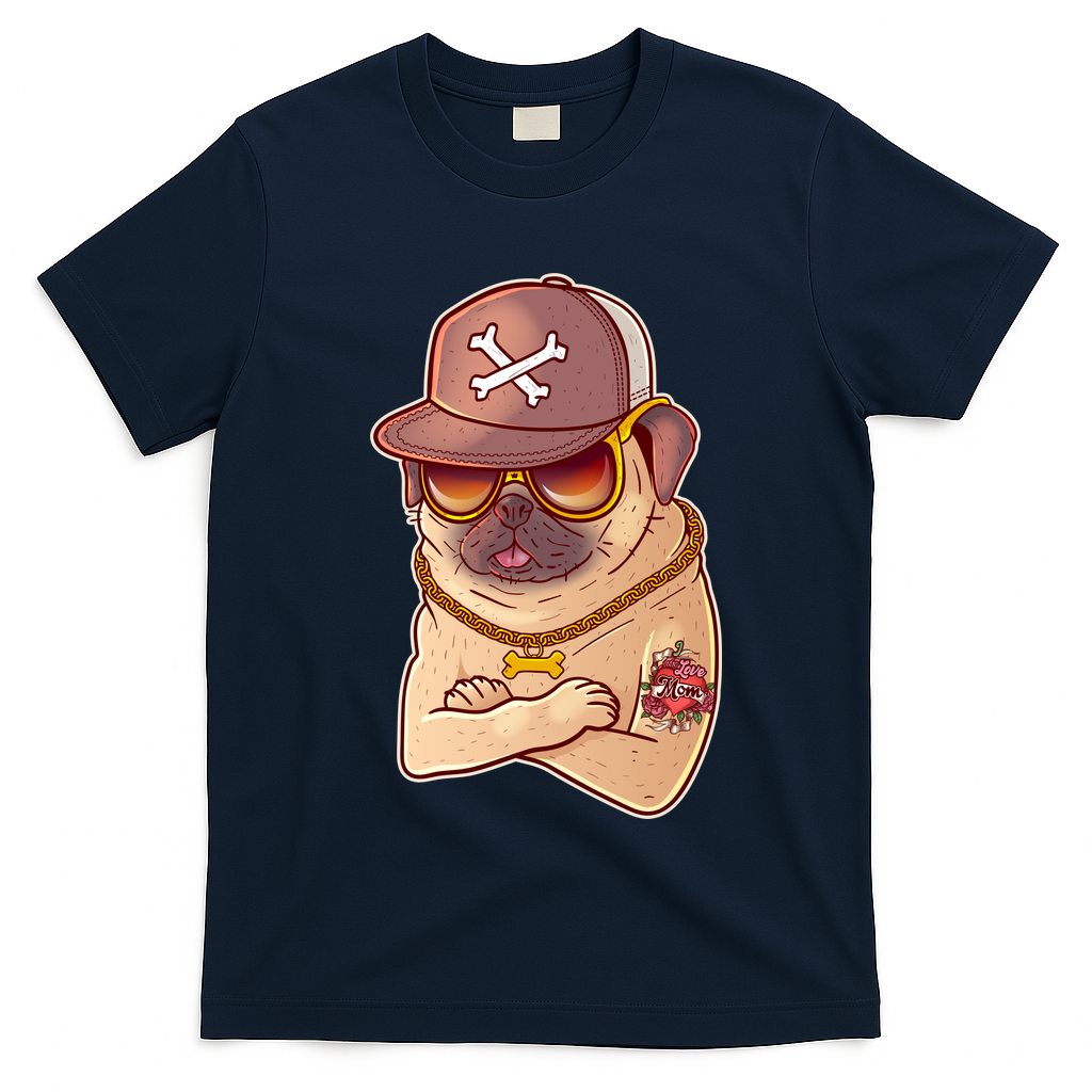 I Love Mom Tattoo Pug Dog T-Shirt