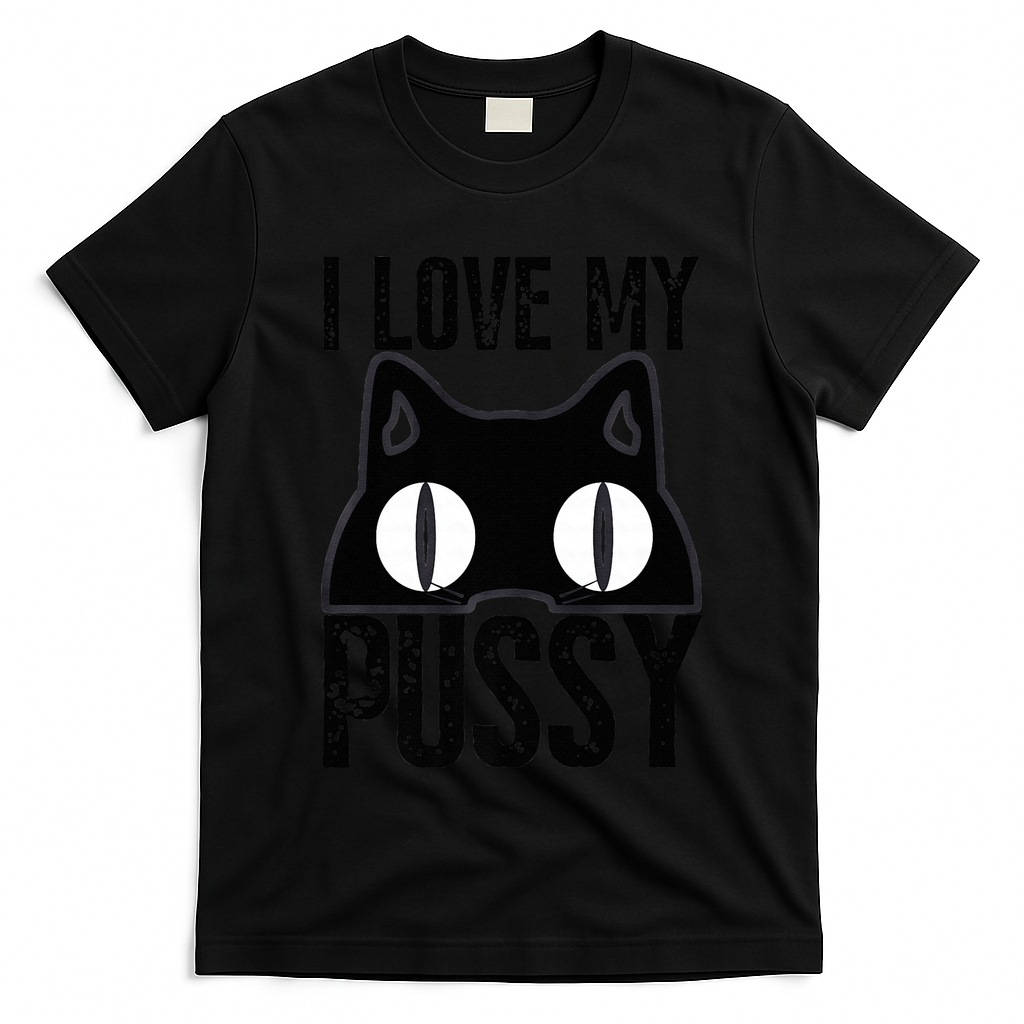 I Love My Pussy Cat Funny Halloween Cats Spiderweb Premium T-Shirt