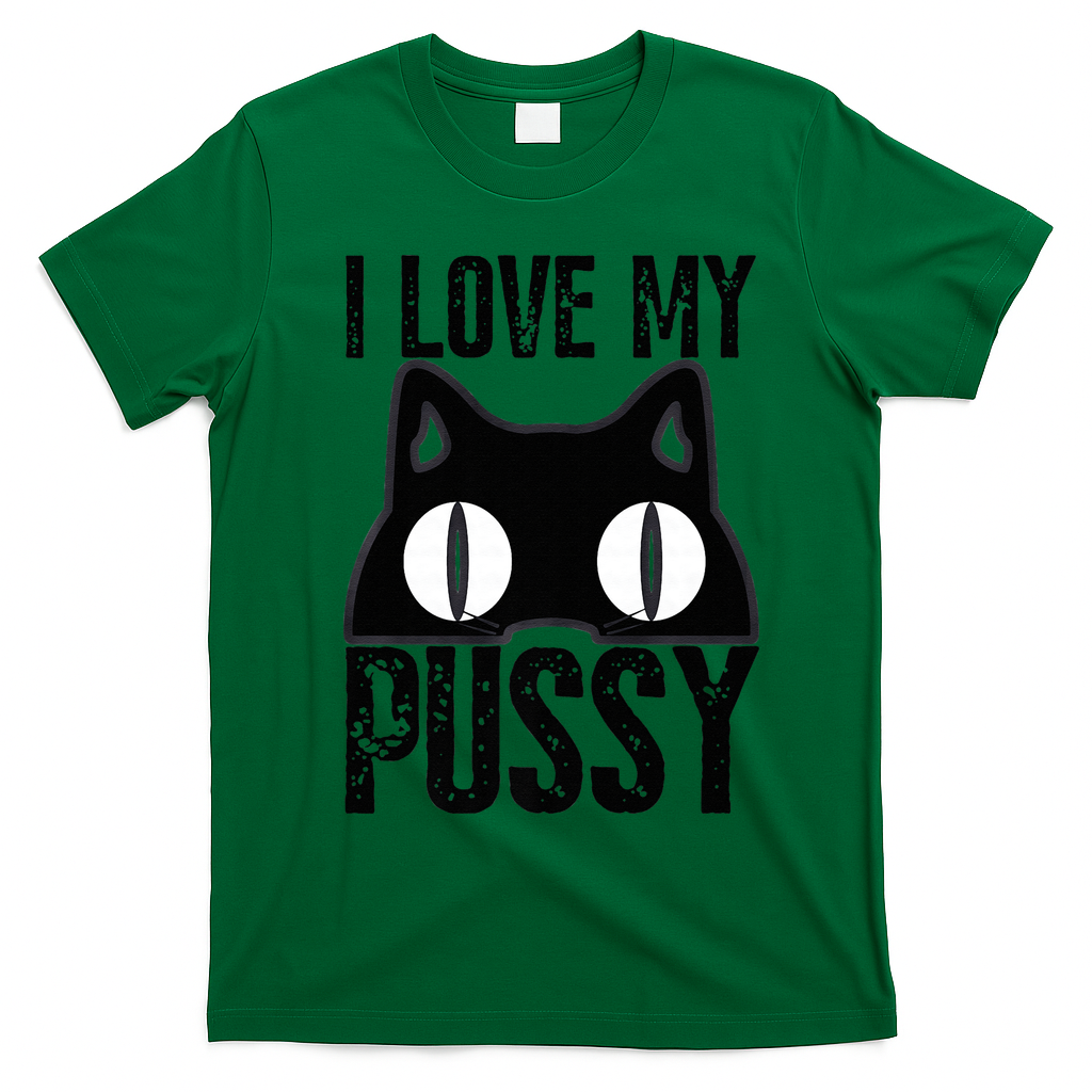 I Love My Pussy Cat Funny Halloween Cats Spiderweb Premium T-Shirt - Irish Green