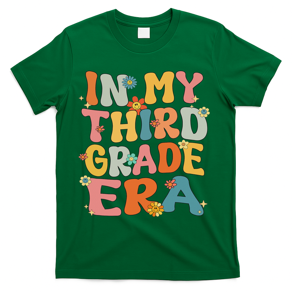 In My 3rd Grade Era Groovy Third Grade Back To School Cute T-Shirt - Green