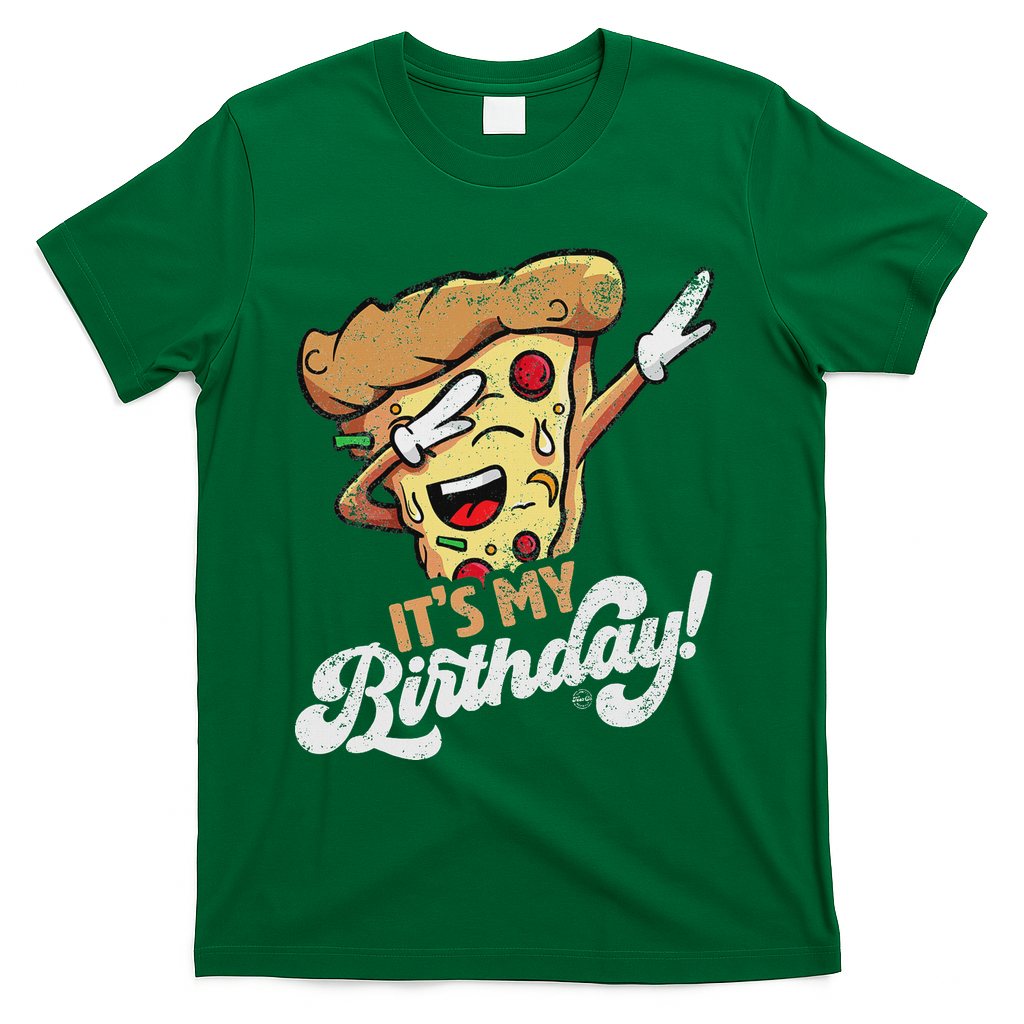 It's My Birthday Cool Dabbing Pizza Gift Bday Party T-Shirt - Green