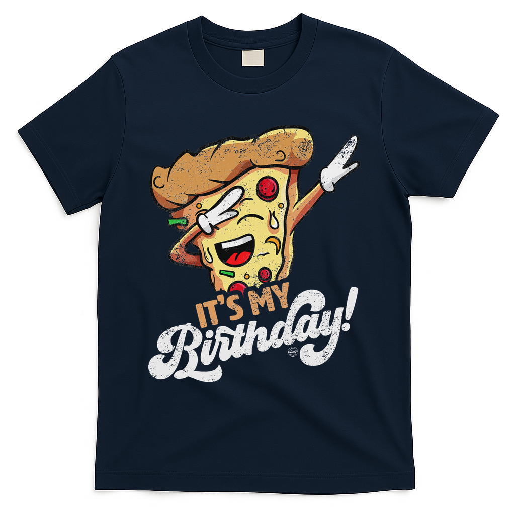 It's My Birthday Cool Dabbing Pizza Gift Bday Party T-Shirt - Navy