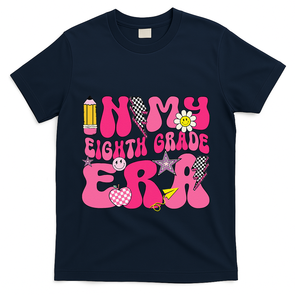 In My Eighth Grade Era 8th Grade Teacher Student Boy Girl Gift T-Shirt - Navy