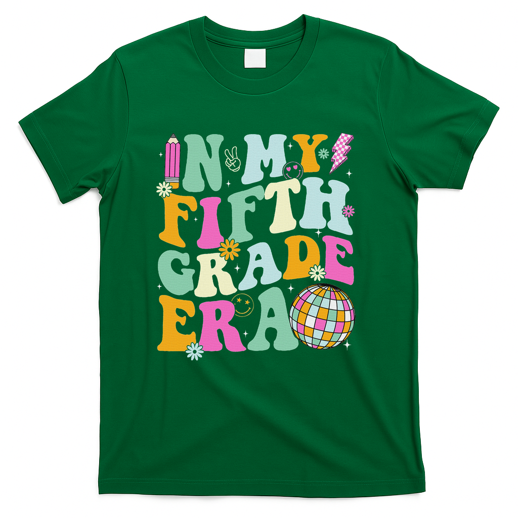 In My Fifth Grade Era Back To School 5th Grade Teacher T-Shirt - Green