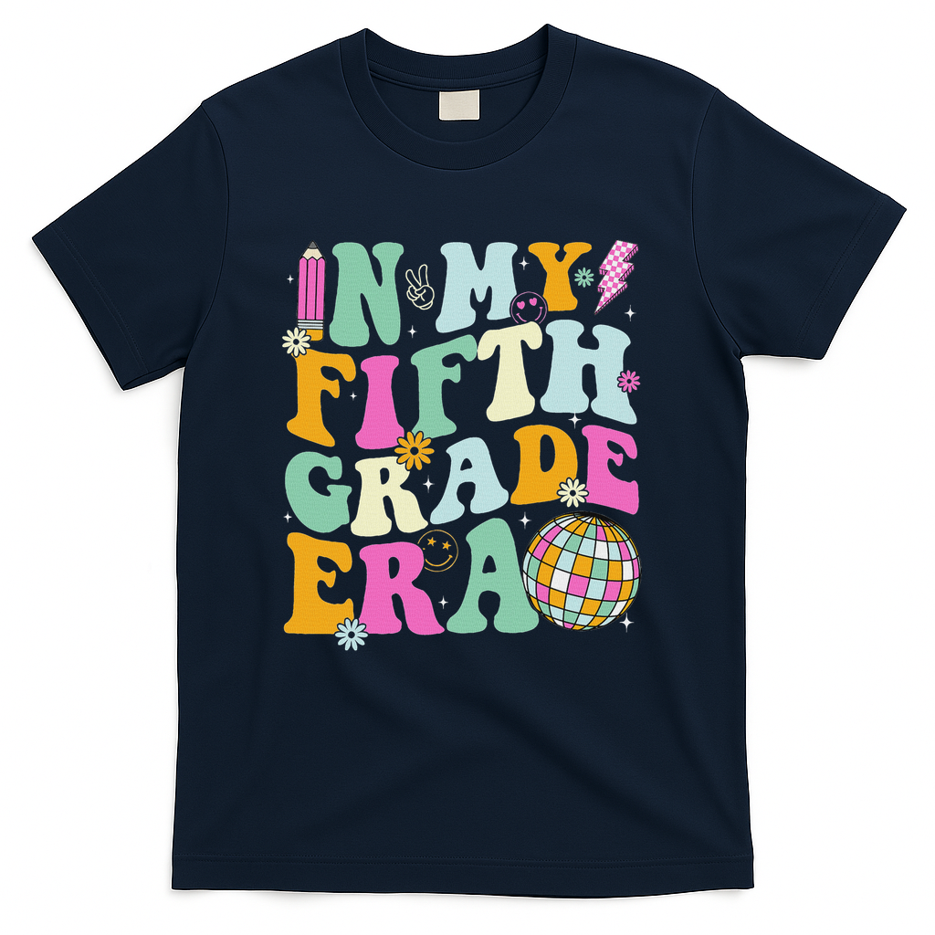 In My Fifth Grade Era Back To School 5th Grade Teacher T-Shirt - Navy
