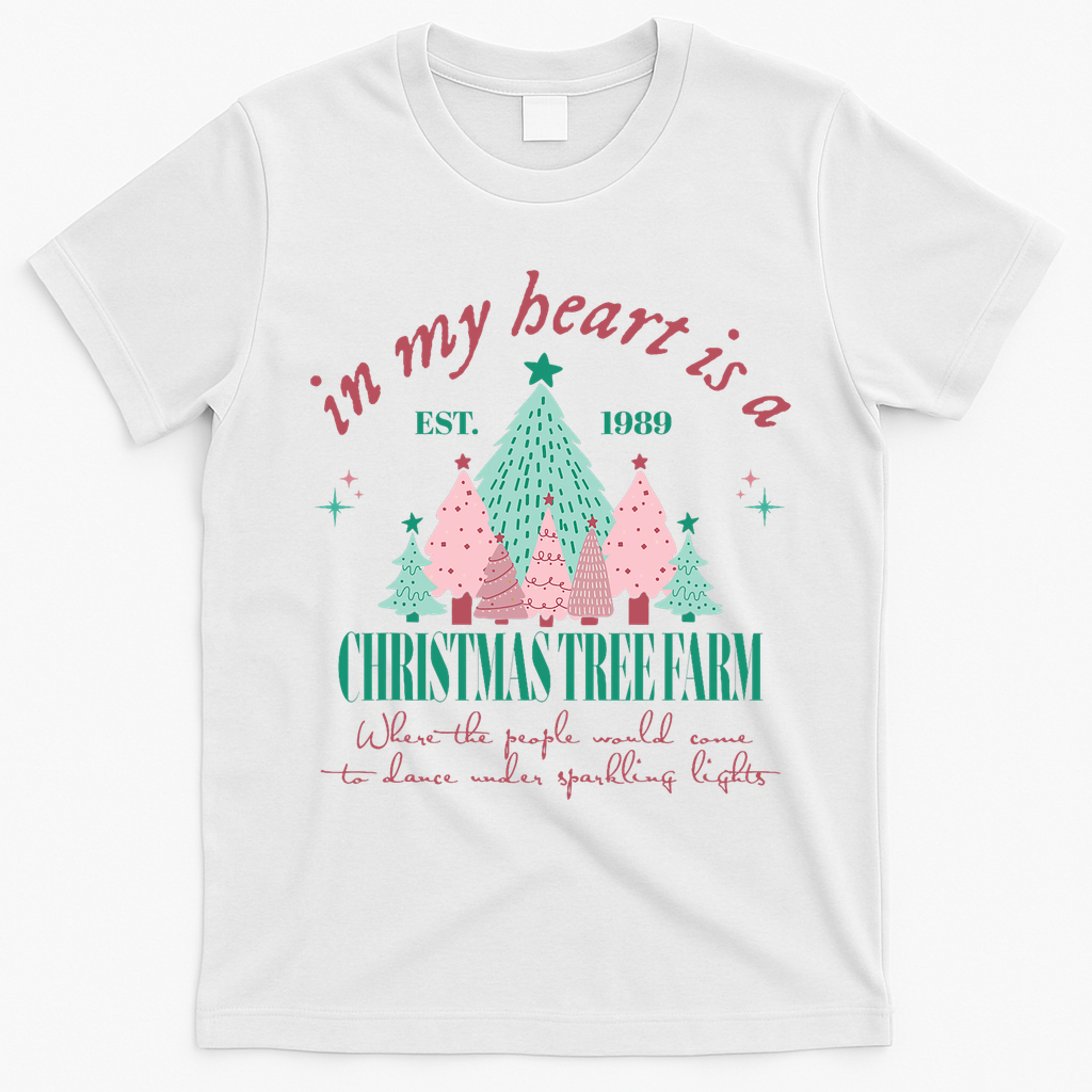In My Heart Is A Christmas Xmas Tree Farm Vintage Clothing T-Shirt - White
