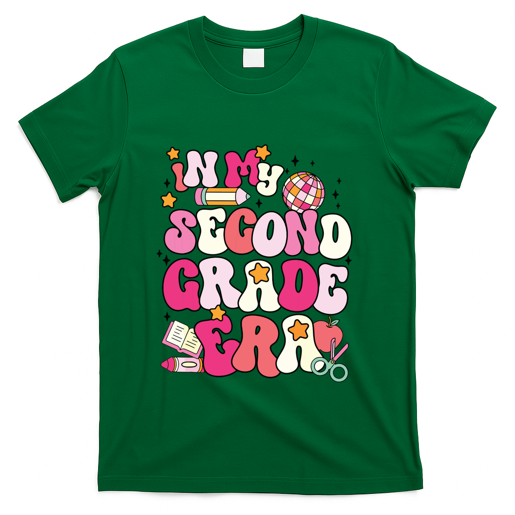 In My Second Grade Era Girl Back To School 2nd Grade Teacher T-Shirt - Green