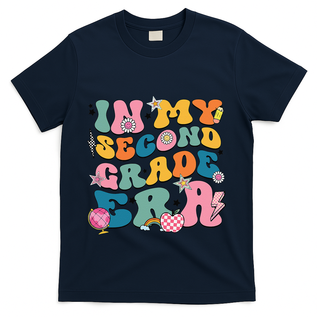 In My Second Grade Era Back To School 2nd Grade Teacher T-Shirt - Navy