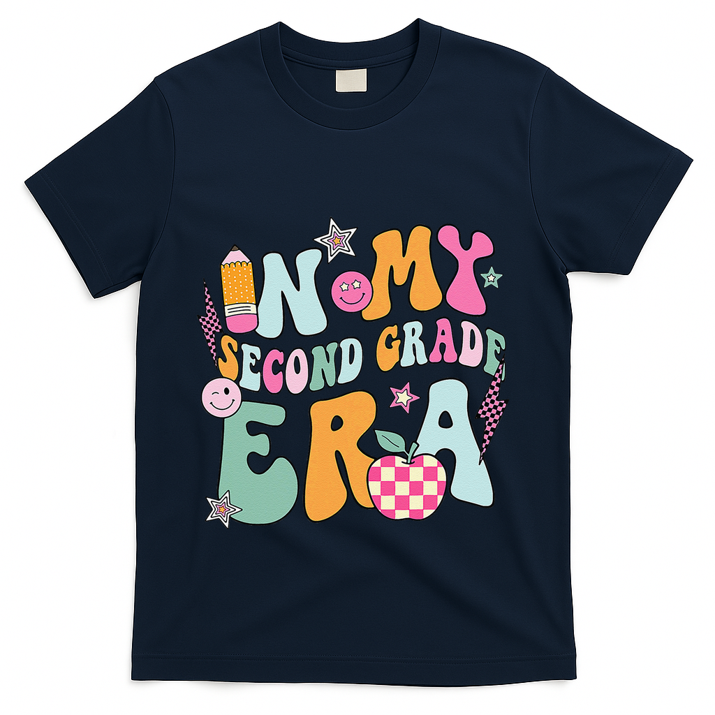 In My Second Grade Era 2nd Grade Girl Teacher Back To School Gift T-Shirt - Navy