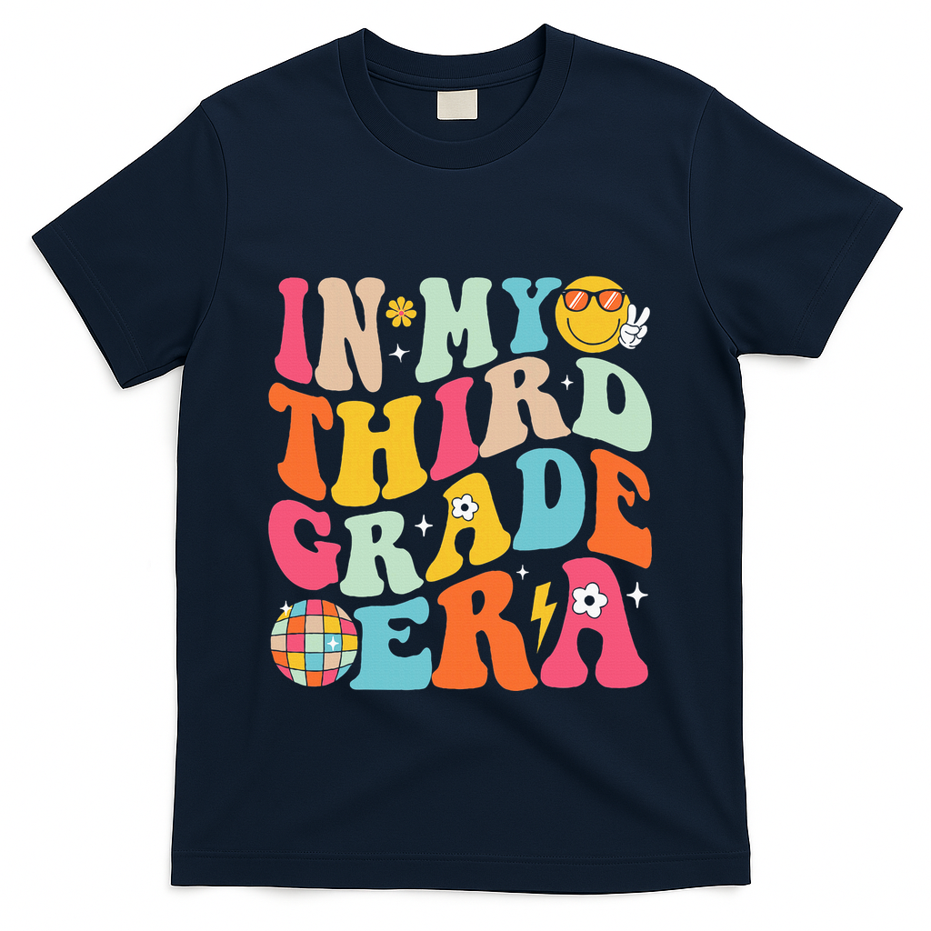 In My Third Grade Era Back To School 3rd Grade T-Shirt - Navy