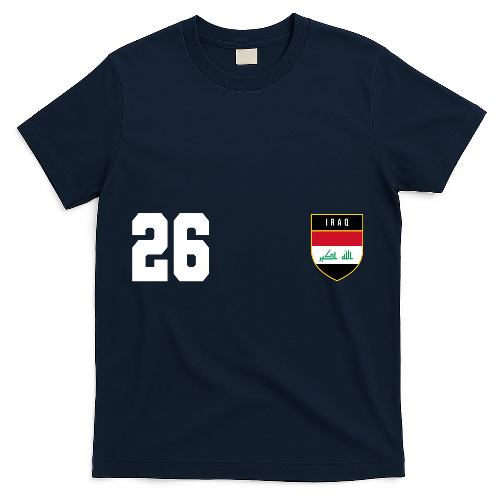 Iraq Nation Football Soccer 26 Jersey T-Shirt - Navy
