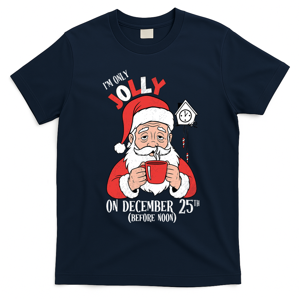 Im Only Jolly On December 25th Christmas T-Shirt - Navy Blue