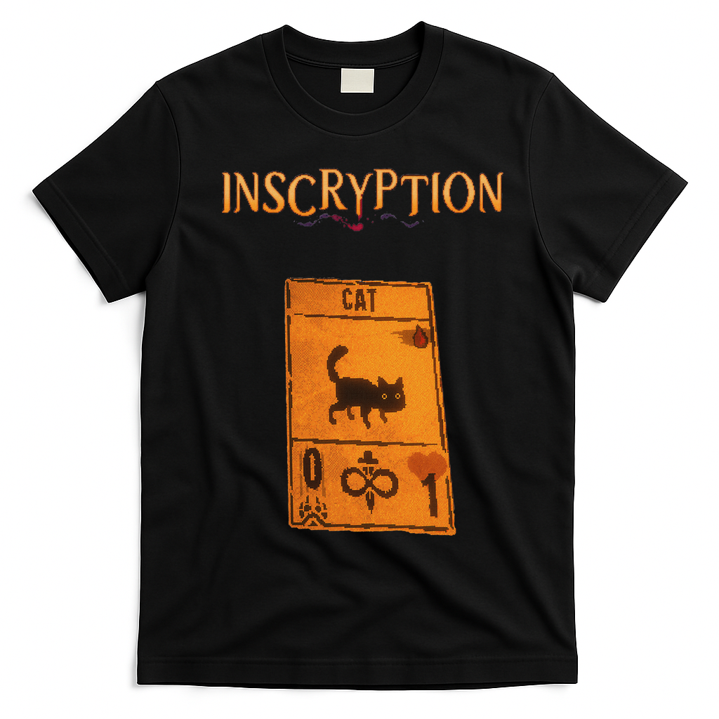Inscryption Psychological Cat Card Game Halloween Scary T-Shirt - Black