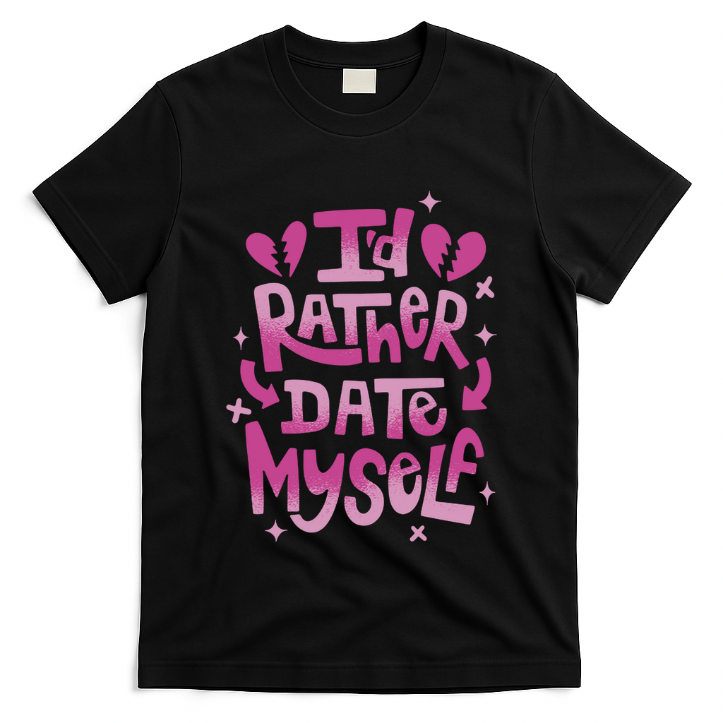 Id Rather Date Myself Anti Valentines Day Funny T-Shirt