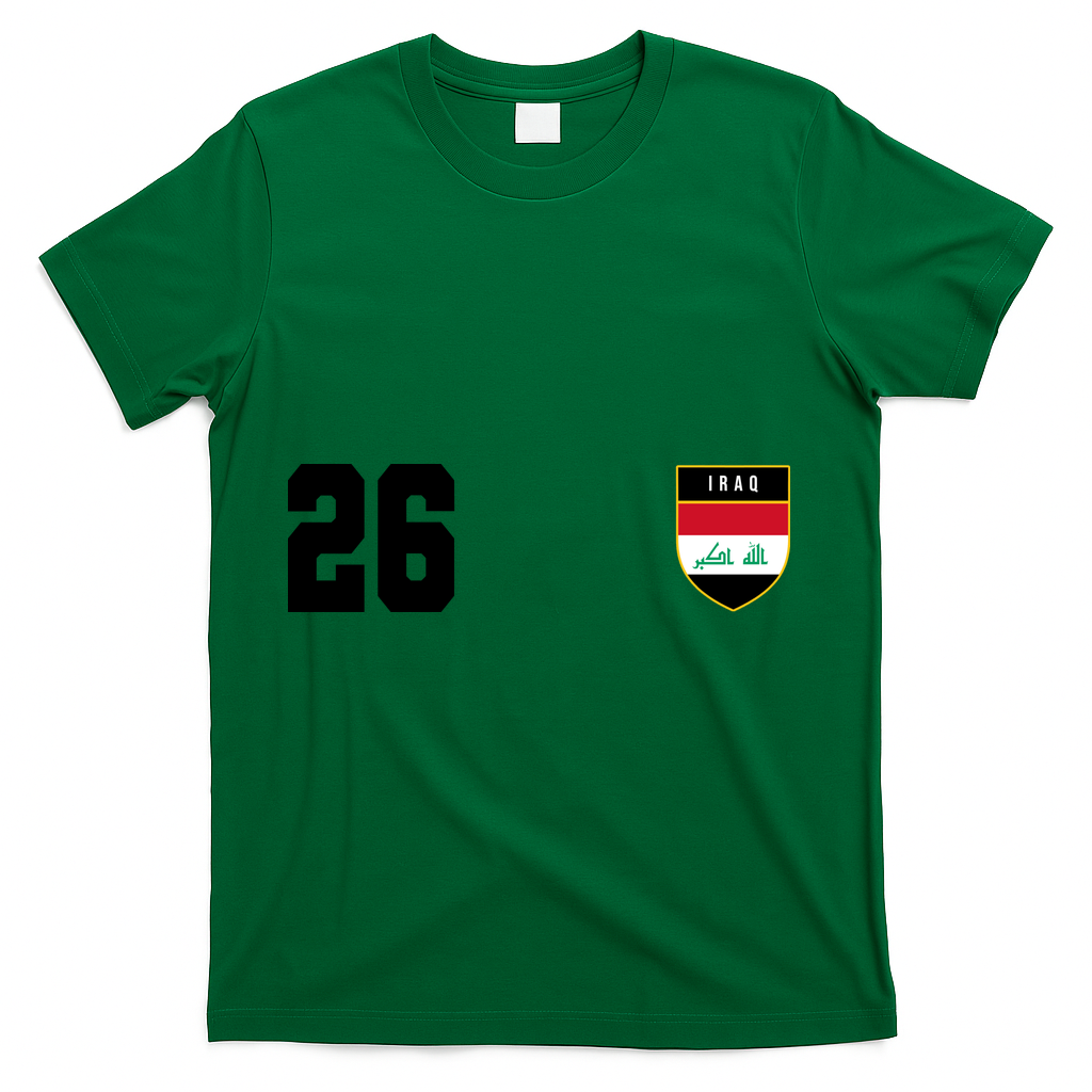Iraq Soccer Jersey 2026 Back And Front T-Shirt - Green