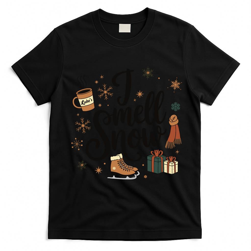 I Smell Snow Christmas Holiday Xmas Winter T-Shirt - Black