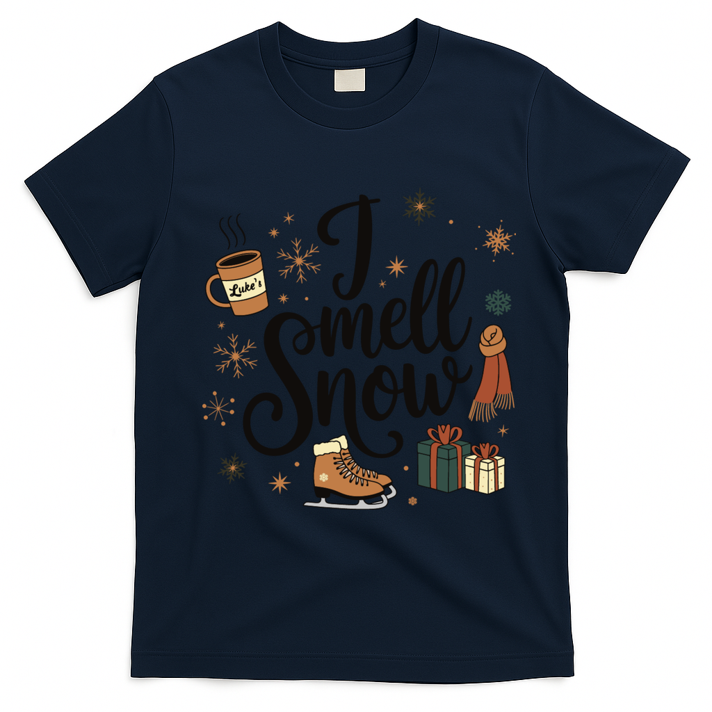 I Smell Snow Christmas Holiday Xmas Winter T-Shirt - Navy Blue