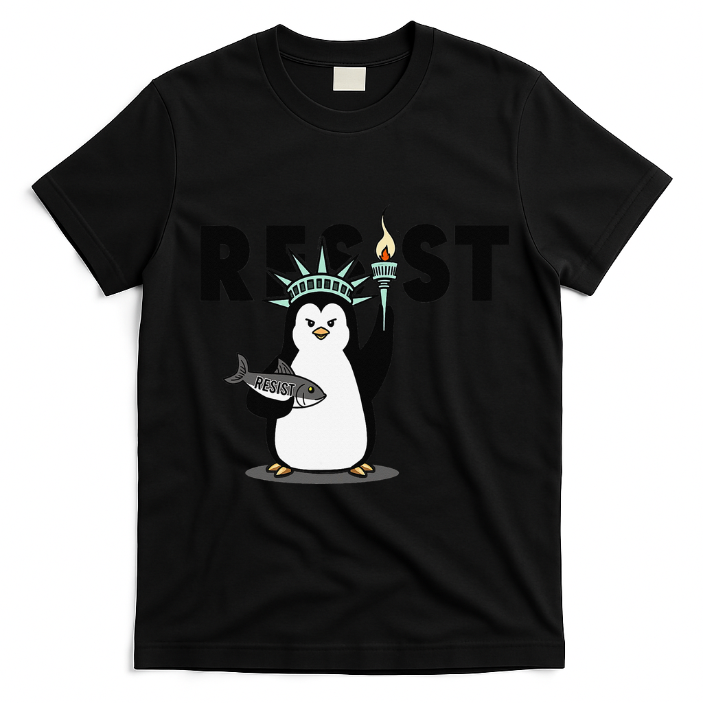 I Stand With The Penguins Resist Penguin Anti Trump T-Shirt - Black