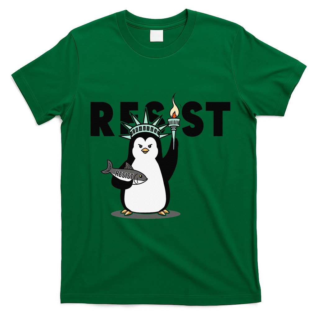 I Stand With The Penguins Resist Penguin Anti Trump T-Shirt - Irish Green