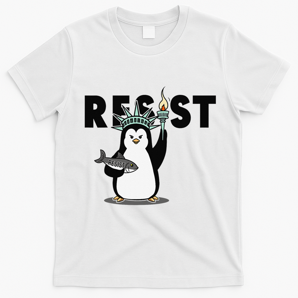 I Stand With The Penguins Resist Penguin Anti Trump T-Shirt - White