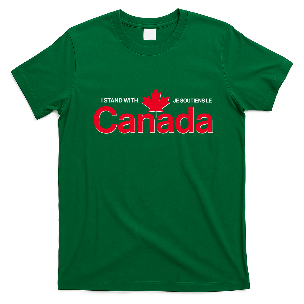 I Stand With Je Soutiens Le Canada English French T-Shirt - Irish Green