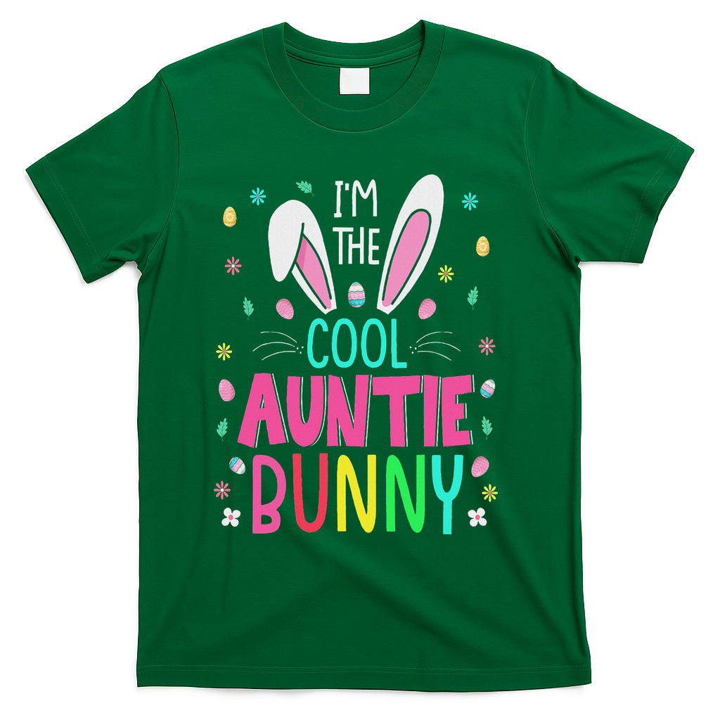 I'm The Cool Aunties Bunny Happy Easter Day Funny Cute Bunny T-Shirt - Green
