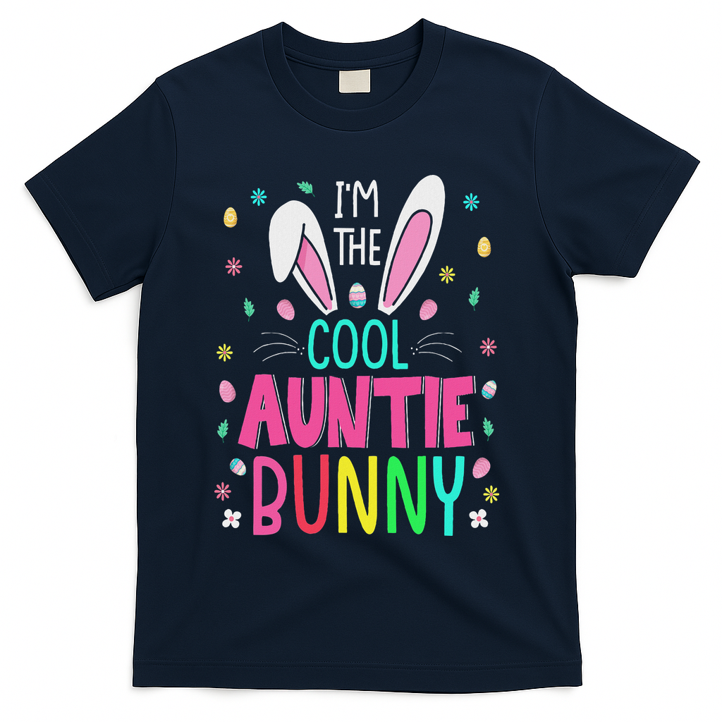 I'm The Cool Aunties Bunny Happy Easter Day Funny Cute Bunny T-Shirt - Navy