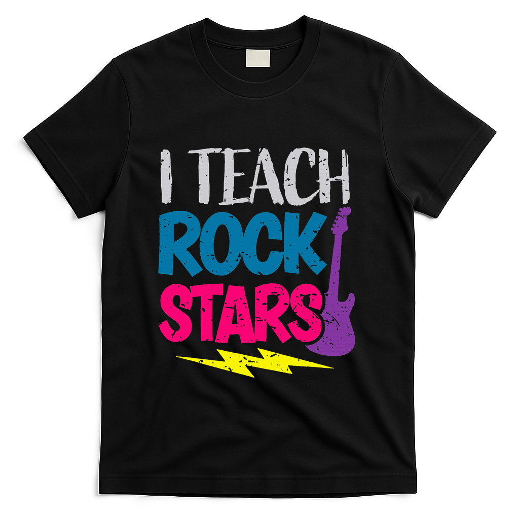 I Teach Rockstars Orchestra Music Teacher Back To School T-Shirt - Black