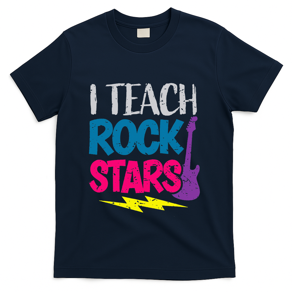 I Teach Rockstars Orchestra Music Teacher Back To School T-Shirt - Navy
