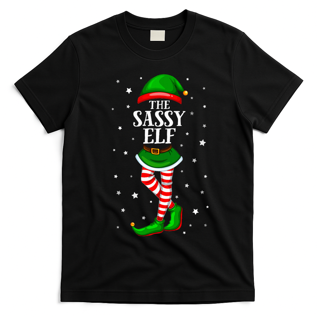 Im The Sassy Elf Matching Christmas T-Shirt - Black