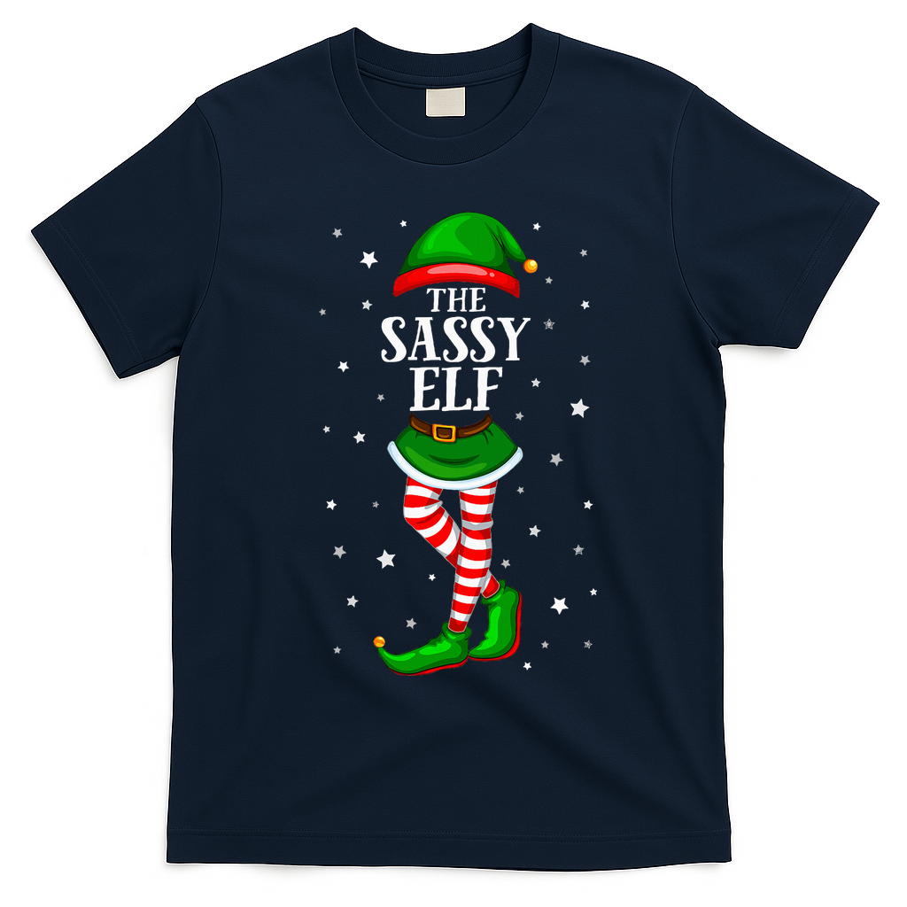Im The Sassy Elf Matching Christmas T-Shirt - Navy Blue