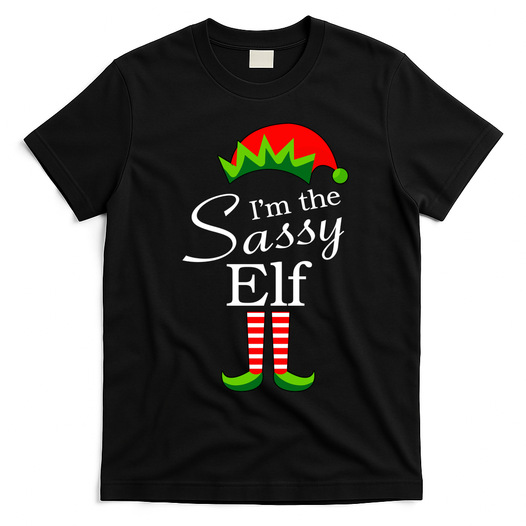 The Sassy Elf Funny Christmas Family Matching T-Shirt - Black