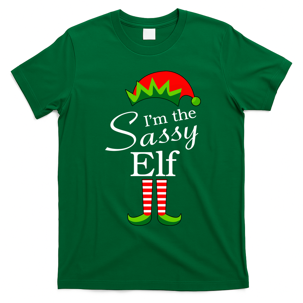 The Sassy Elf Funny Christmas Family Matching T-Shirt - Irish Green