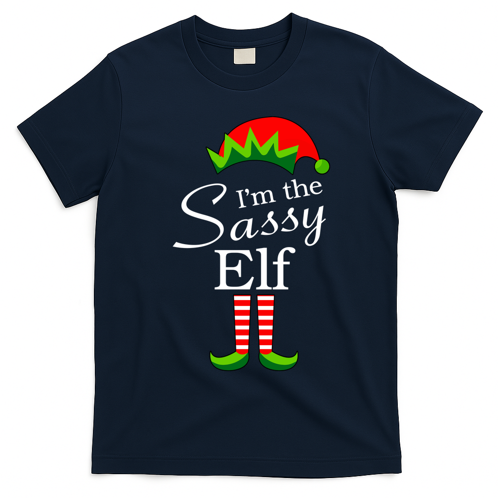The Sassy Elf Funny Christmas Family Matching T-Shirt - Navy Blue