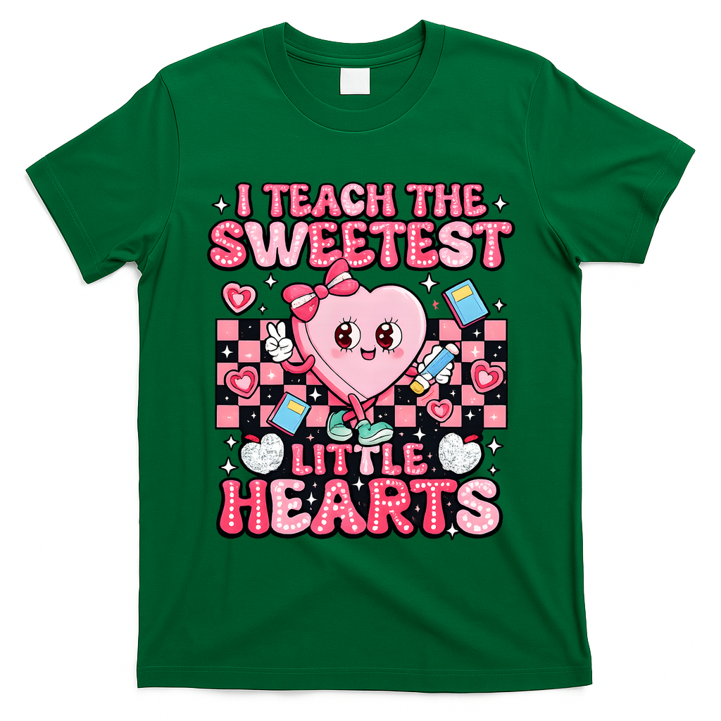 I Teach The Sweetest Little Hearts Teacher Valentines Day T-Shirt