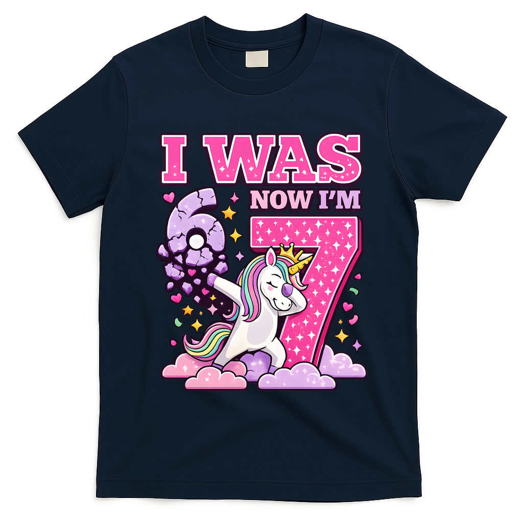 I Was 6 Now I'm 7 Unicorn Girl 67 Birthday  T-Shirt