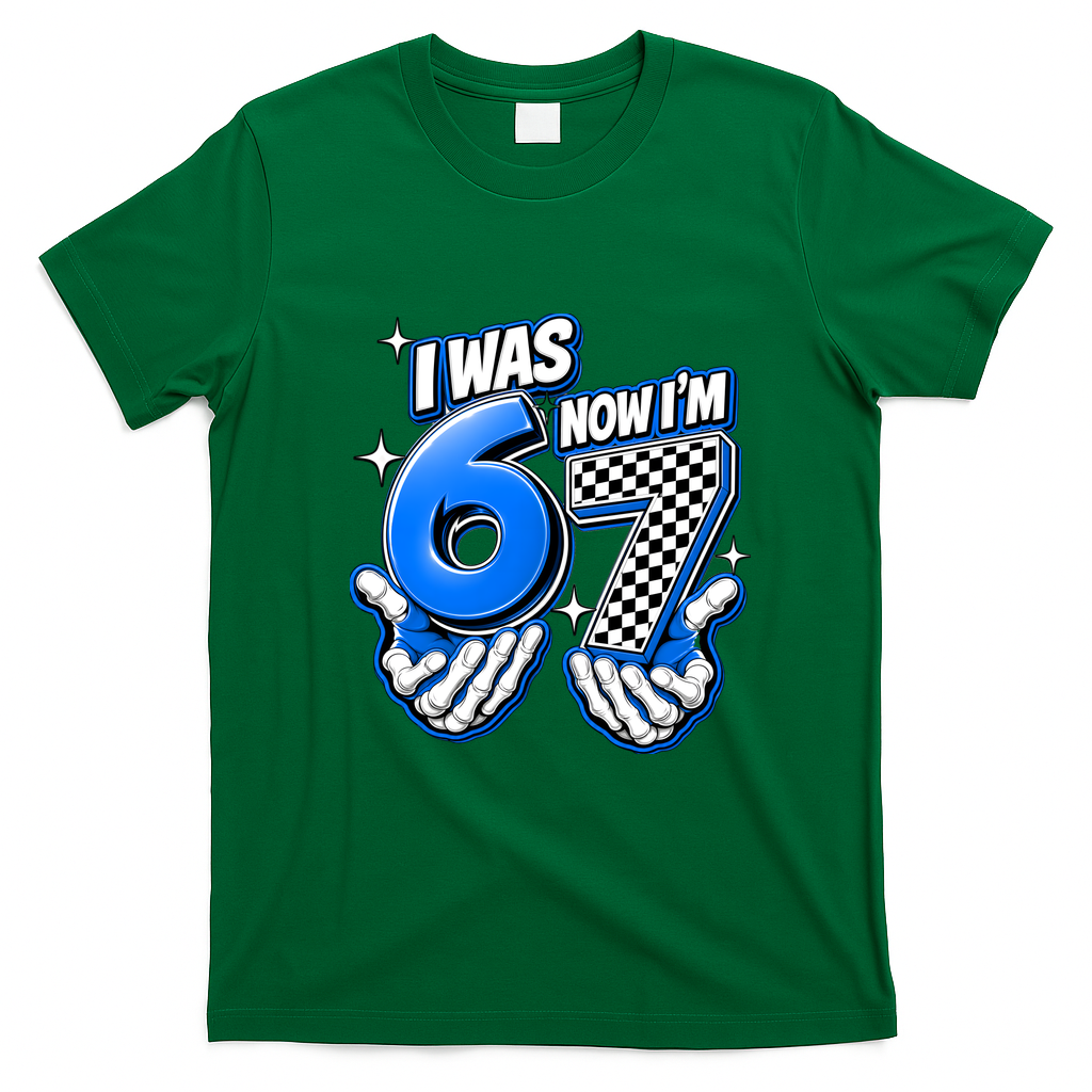I Was 6 Now Im 7 Birthday 67 7th Birthday T-Shirt - Irish Green