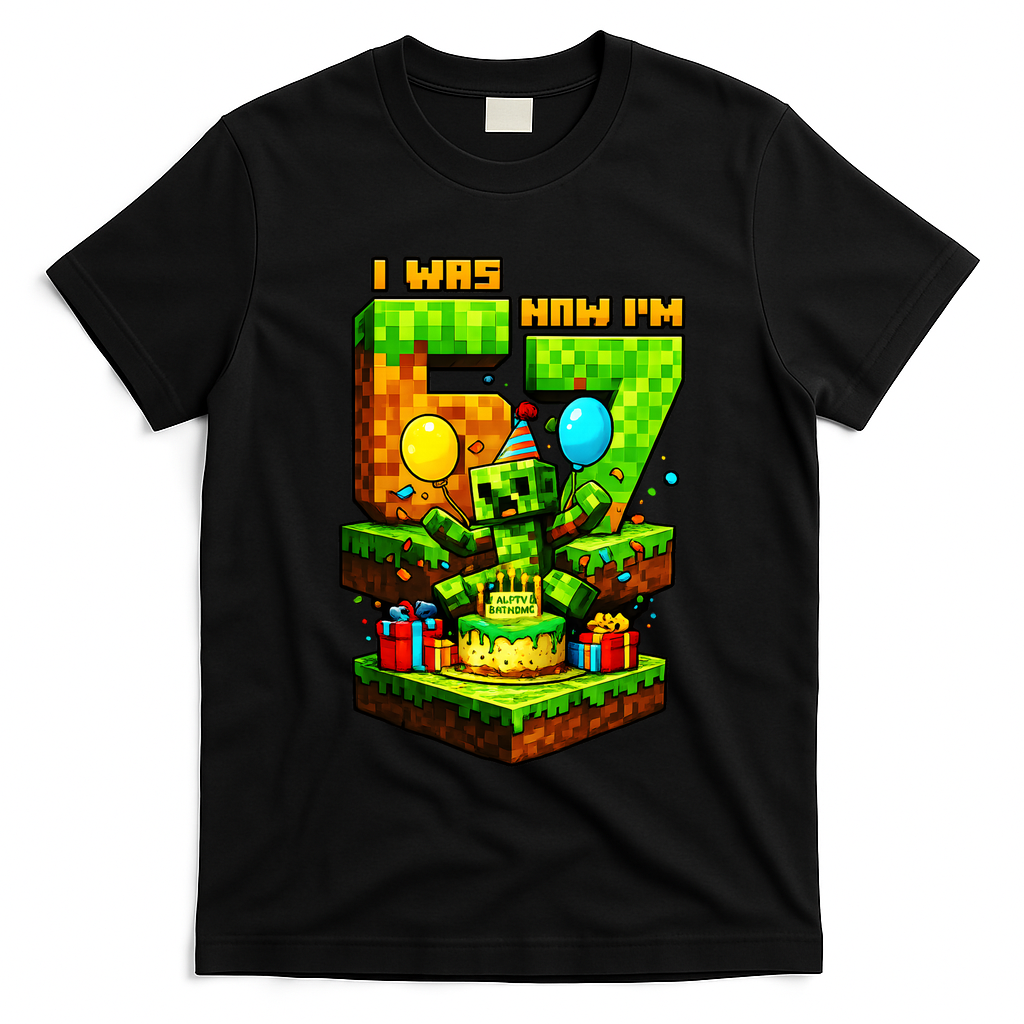 I Was 6 Now I'm 7 Unlocked Pixel Game 67 Meme 7th Birthday T-Shirt