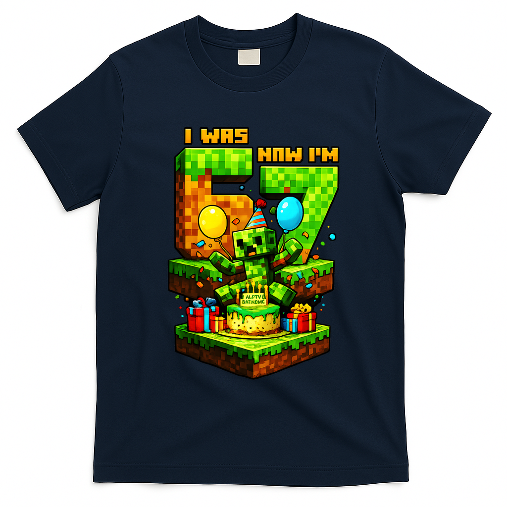 I Was 6 Now I'm 7 Unlocked Pixel Game 67 Meme 7th Birthday T-Shirt